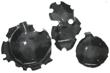 SET KAWASAKI ZX6R 2007 - 2024 3x CARBON KUPPLUNGSDECKEL LIMADECKEL ZÜNDGEBER