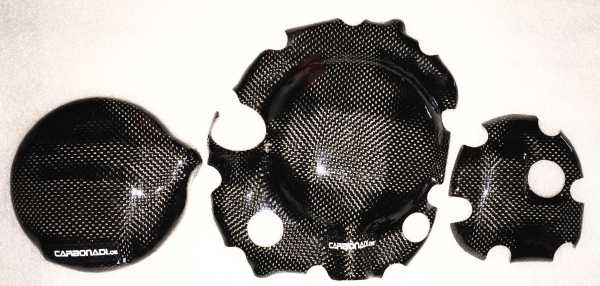 SET KAWASAKI ZXR400 1989 1999 3x CARBON KUPPLUNGSDECKEL LIMADECKEL ZÜNDGEBER CARBONE